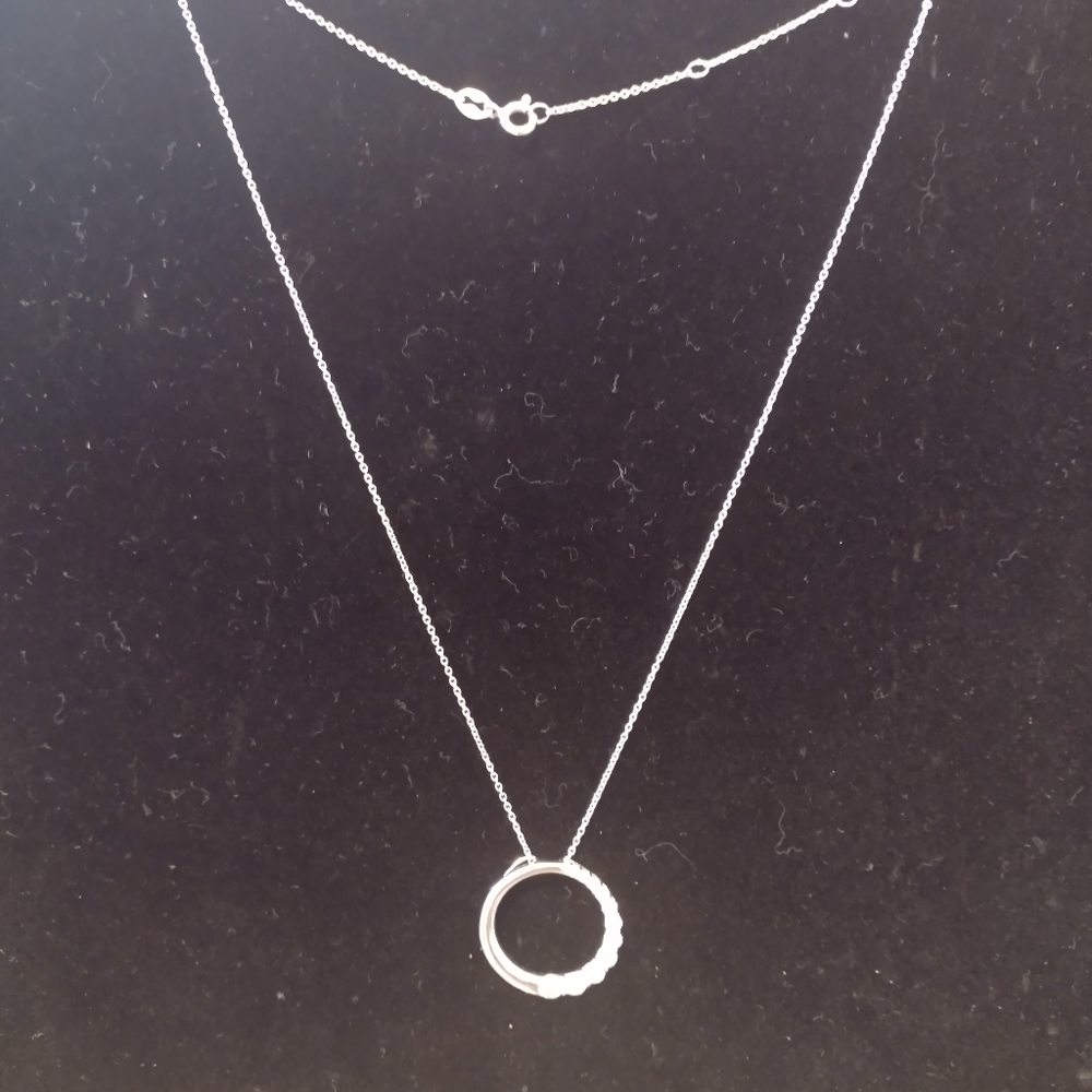 Silver Circle and Diamond Necklace